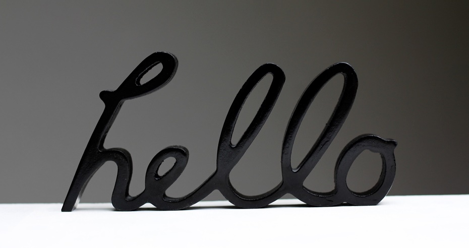Schriftzug "hello", 3D schwarz